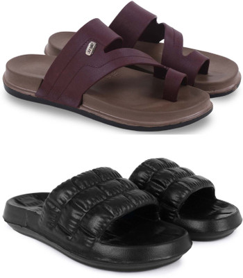 Kapani Fashion Men Slippers(Maroon, Black, Brown , 9)