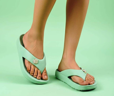 Crosskix Women Super Soft|Orthopedic|Comfortable|Lightweight|Diabetic Women Flip Flops Slippers(Olive , 7)