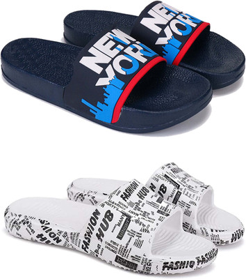 Pennen Men Slippers(White, Blue , 9)