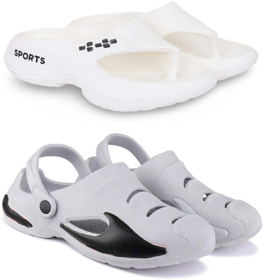 KAPYANSH Men Slippers(White, Grey , 7)