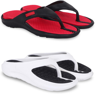 KAPYANSH Men Slippers(Red, White , 9)