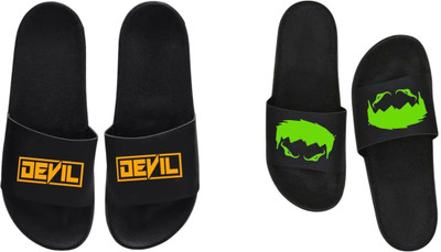 nvisan Men Slides(Orange, Green, Black , 6)