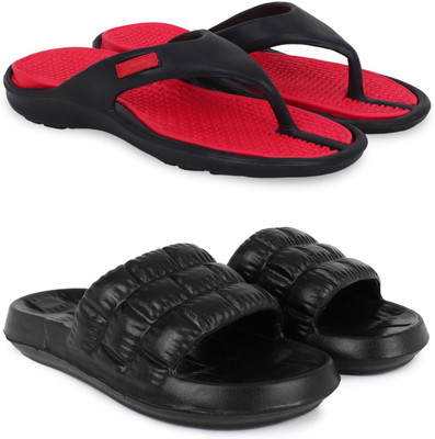 KAPYANSH Men Slippers(Red, Black , 8)