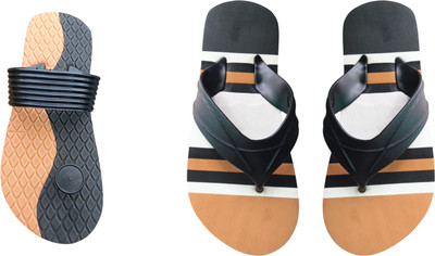 skyflip Men Slides(Brown, Black , 5)