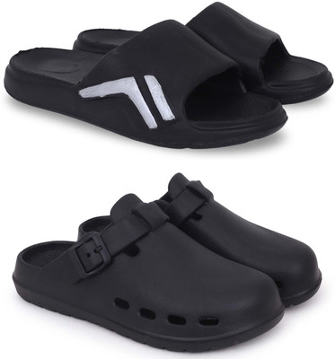 KAPYANSH Men Slippers(Black, Black , 9)