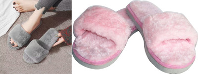 rexizone Women Flip Flops(Grey, Pink , 5)