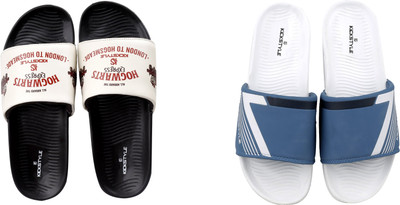 KICKSTYLE Men Slides(Black, White , 11)