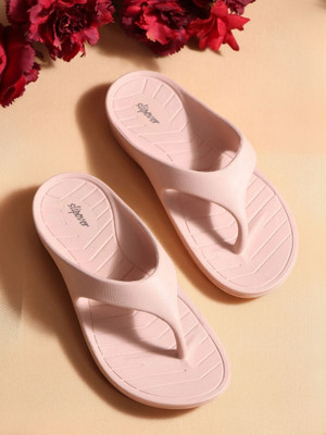 slipover Women Flip Flops(Pink , 5)