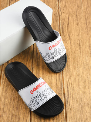 Foot Print Men Slides(White , 10)