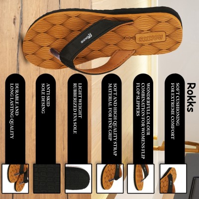 Ciovo Men Flip Flops(Brown , 4)