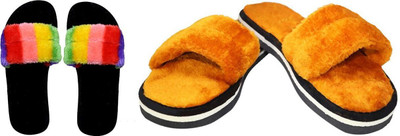 rexizone Women Slides(Multicolor, Tan , 7)
