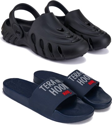 Earton Men Flip Flops(Black , 6)