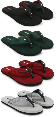 Footup Men 4 Pair Comfortable|Ultra-Light|Stylish and Trendy|Flip Flops Slippers(Multicolor , 10)