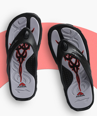 Adda Men Flip Flops(Grey, Black , 10)