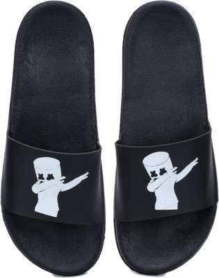 Digicros Men Flip Flops(Black, White , 8)