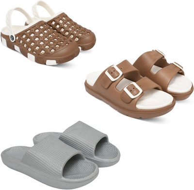Acorn Men Slides(Tan, Grey , 9)