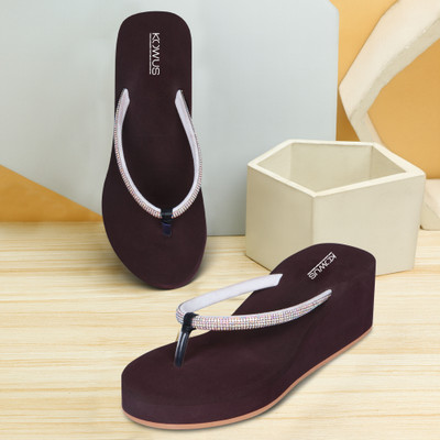 kOWUS Women Slippers(Brown , 6)