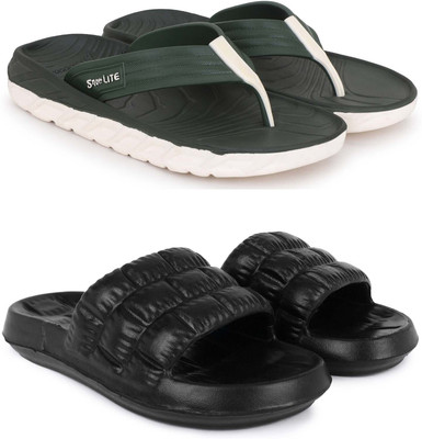 Pampy Angel Men Slippers(Green, Black , 10)