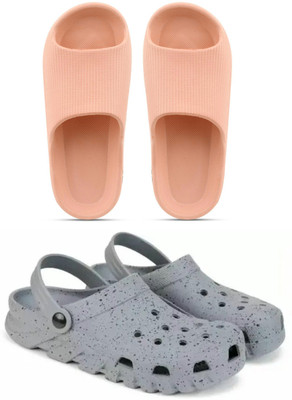 Veewalk Men Slides(Beige, Grey , 10)