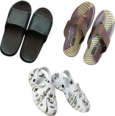 BLIBBERS Men Slippers(Black, Brown, White , 9)
