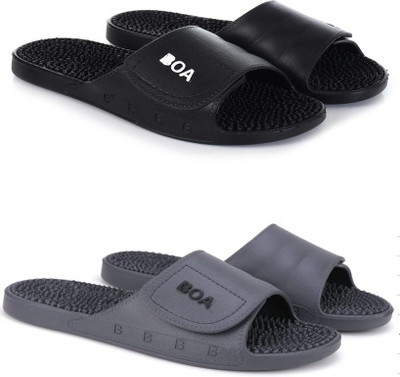 CLOYSBUR Men Slides(Black, Grey , 10)