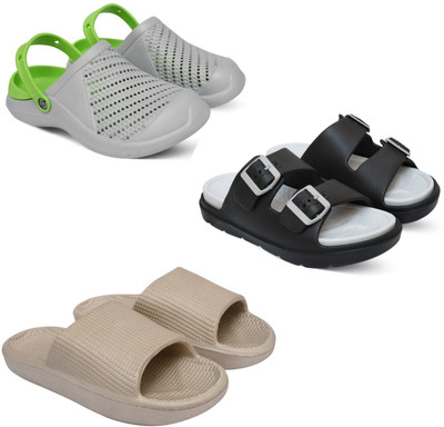 Acorn Men Slides(Green, Grey, Beige , 9)