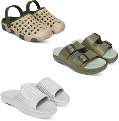 Acorn Men Slides(Beige, Olive, White , 6)