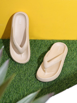 FLITE Women Slippers(Beige, Beige , 5)