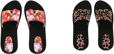 BOOMBEAUTY Women Flip Flops(Multicolor , 6)