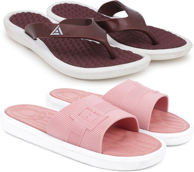 Kapani Fashion Women Women Combo Pack of 2 Lightweight Flipflops, Slipper, Slides (Maroon, Pink , 7) Slippers(Maroon, Pink , 7)