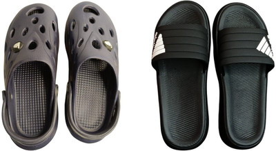 BLIBBERS Men Slides(Black, Grey , 6)