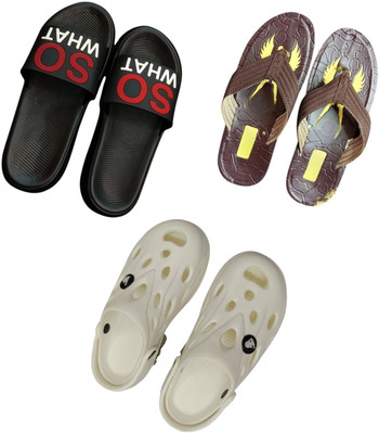 BLIBBERS Men Slippers(Black, Brown, White , 9)