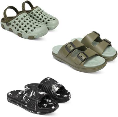 Acorn Men Slides(Olive, Olive, Black , 7)