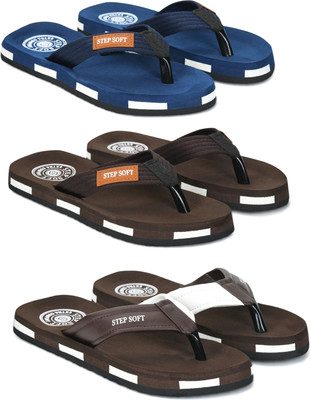 Stepsoft Men Slippers(Blue, Brown, Brown , 6)