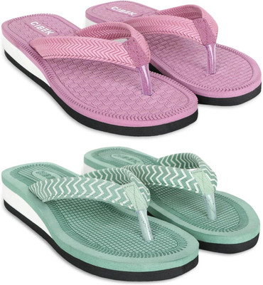 CIBEK Women Doctor step with cibek comfortable extra soft daily wear women slipper pack of 2 Flip Flops(Multicolor , 4)
