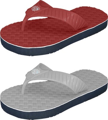 DASHNY Men Comfortable Trending And Stylish Flipflop (Pack Of 2) Flip Flops(Grey, Maroon , 8)