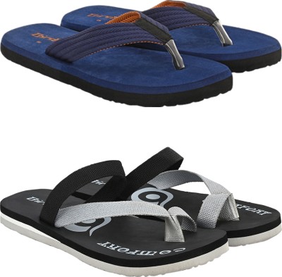 BIRDE Men Pack Of 2 Combo Comfortable Slippers & Flip Flop For Men Slippers(Blue, Blue 7)