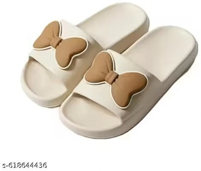 HELEEY Women Flip Flops(Beige , 4)