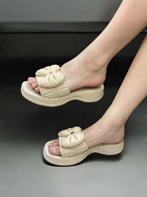 Deals4you Women Flip Flops(Beige , 8)