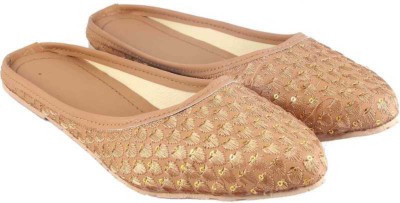 Anjaneya Creations Women Flats(Gold , 8)