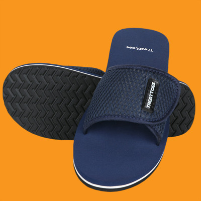 TREATTOES Men Men's House Slipper Ortho Care Orthopaedic Diabetic Comfortable Flip-Flop Slides Slides(Navy, Blue , 7)
