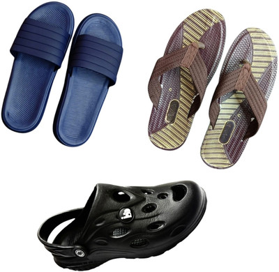 BLIBBERS Men Slippers(Blue, Brown, Black , 6)