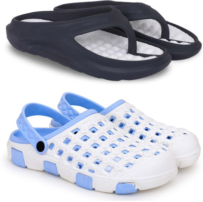 Kapani Fashion Men Slippers(Black, Blue , 9)