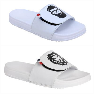 Foot Print Men Slides(Multicolor , 7)