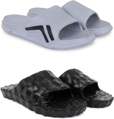 KAPYANSH Men Slippers(Grey, Black , 9)