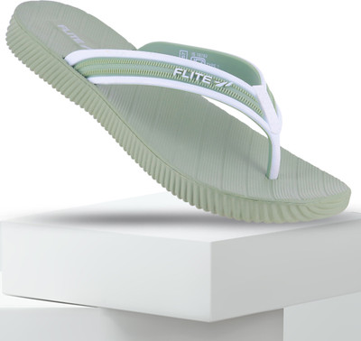 FLITE Women Slippers(Green, White , 7)