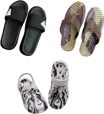 BLIBBERS Men Slippers(Black, Brown, Off White , 6)