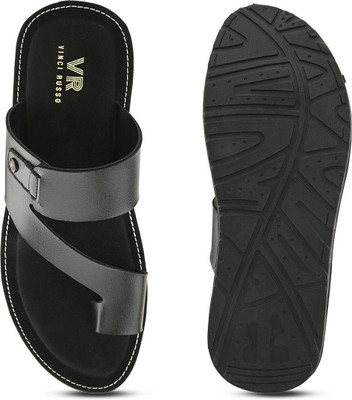 VINCI RUSSO Men Slippers(Black , 7)