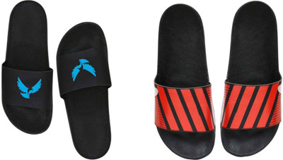nvisan Men Slides(Red, Blue, Black , 6)