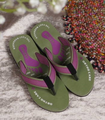 Belizza Women Flip Flops(Green , 8)